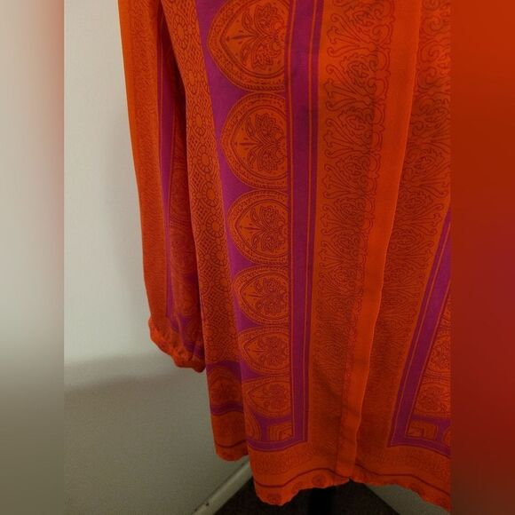 Ann Taylor bright orange and purple button up Blouse - Picture 4 of 8